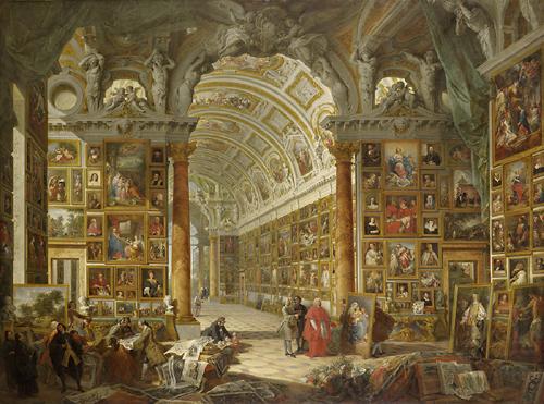 Interior of a Picture Gallery with the Collection of Cardinal Silvio Valenti Gonzaga, Giovanni Paolo Pannini